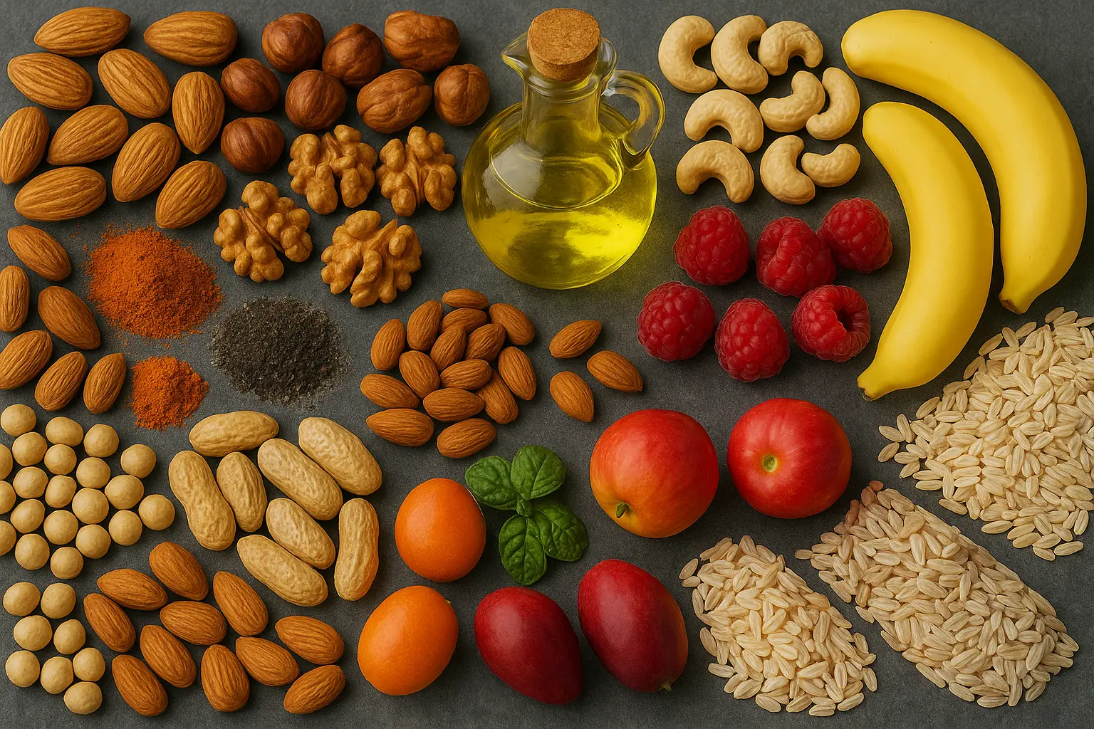 Grains, food, nuts available