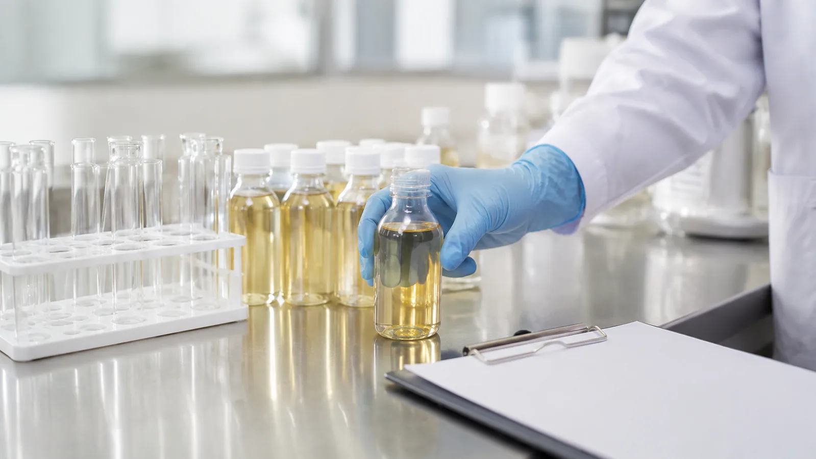 Edible oil samples undergoing a quality specification review