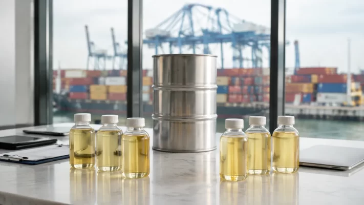 Bulk palm oil samples prepared for international sourcing review