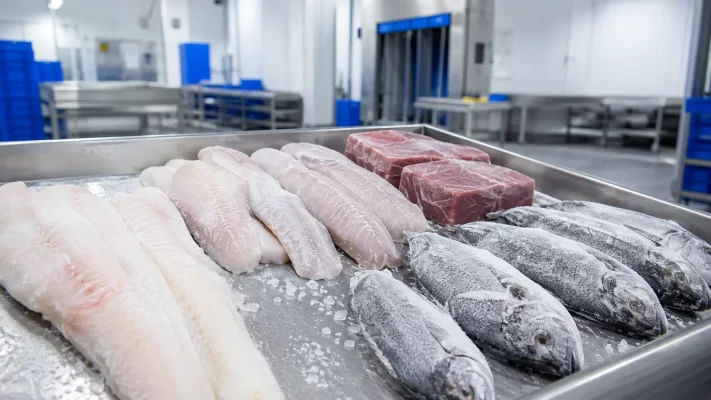 Frozen fish wholesale formats arranged for commercial inspection